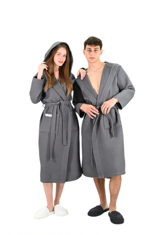Zen Wafel Unisex Badjas | Antraciet