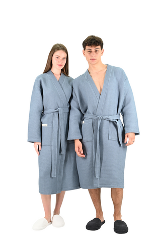 Vogue Wafel Unisex Badjas | Blauw