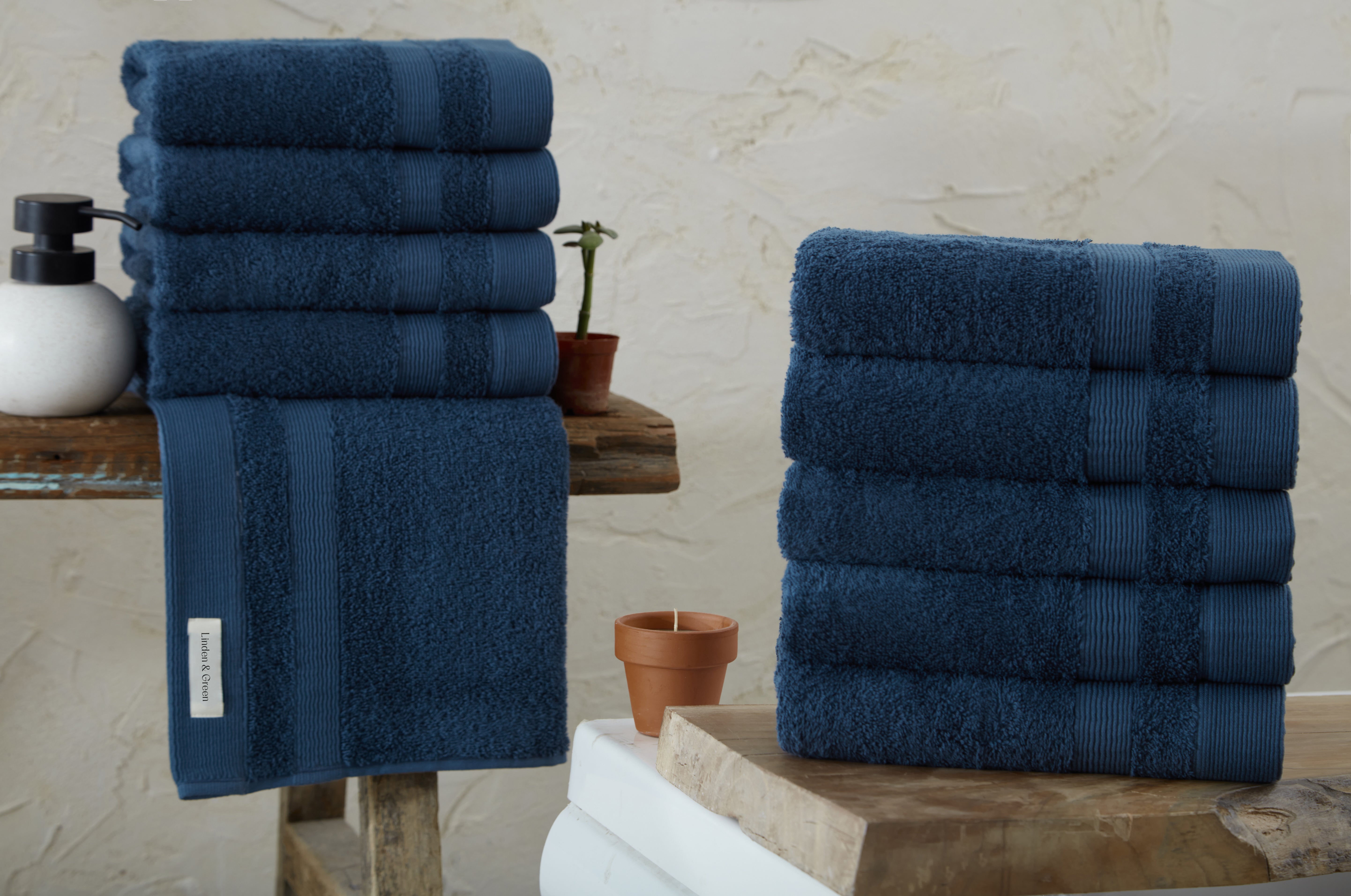 Badhanddoeken Set | 4 Handdoeken 50x100 cm & 4 Badhanddoeken | 70x140 cm | Faded Denim
