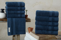 Badhanddoeken Set | 4 Handdoeken 50x100 cm & 4 Badhanddoeken | 70x140 cm | Faded Denim