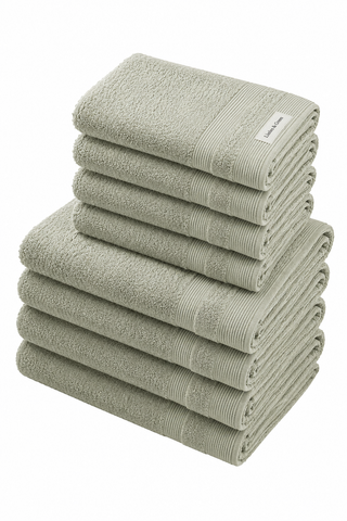 Badhanddoeken Set | 4 Handdoeken 50x100 cm & 4 Badhanddoeken |  70x140 cm | Pale Olive