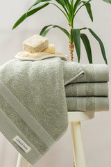 Badhanddoeken Set | 4 Handdoeken 50x100 cm & 4 Badhanddoeken |  70x140 cm | Pale Olive
