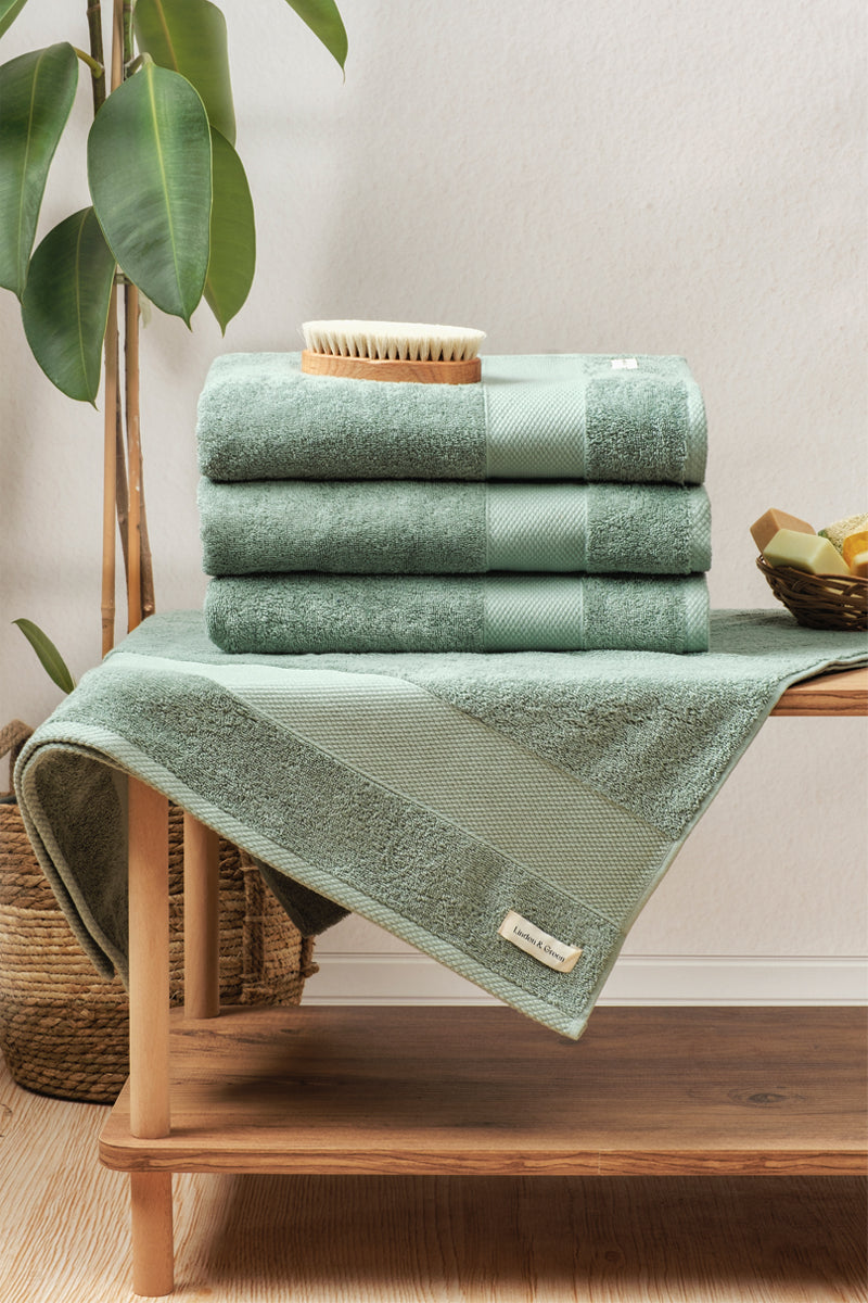 Badhanddoekset Soft Cotton | 4 stuks | 70x140 cm | Vintage Groen