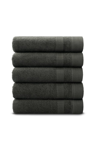 5 stuks Handdoekset Soft Cotton  |  50x100 cm | Antraciet