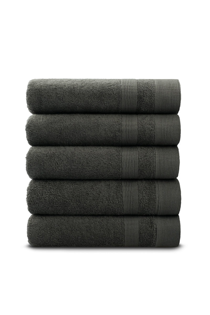 5 stuks Handdoekset Soft Cotton  |  50x100 cm | Antraciet