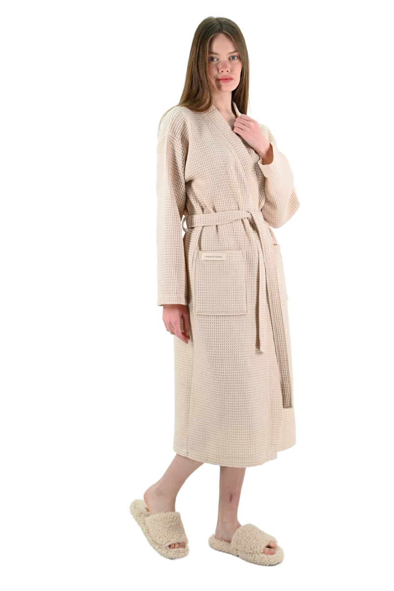 Vogue Wafel Unisex Badjas | Stone