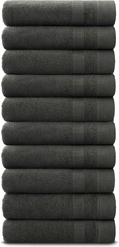 10 Stuks Handdoekset Soft Cotton | 50x100 cm |  Antraciet