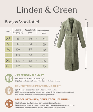 Sorena badstof badjas smoke groen met sjaalkraag – unisex, 100% katoen – foto 6