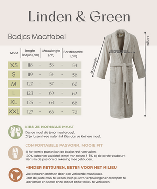 Sorena badstof badjas stone met sjaalkraag – unisex, 100% katoen – foto 6