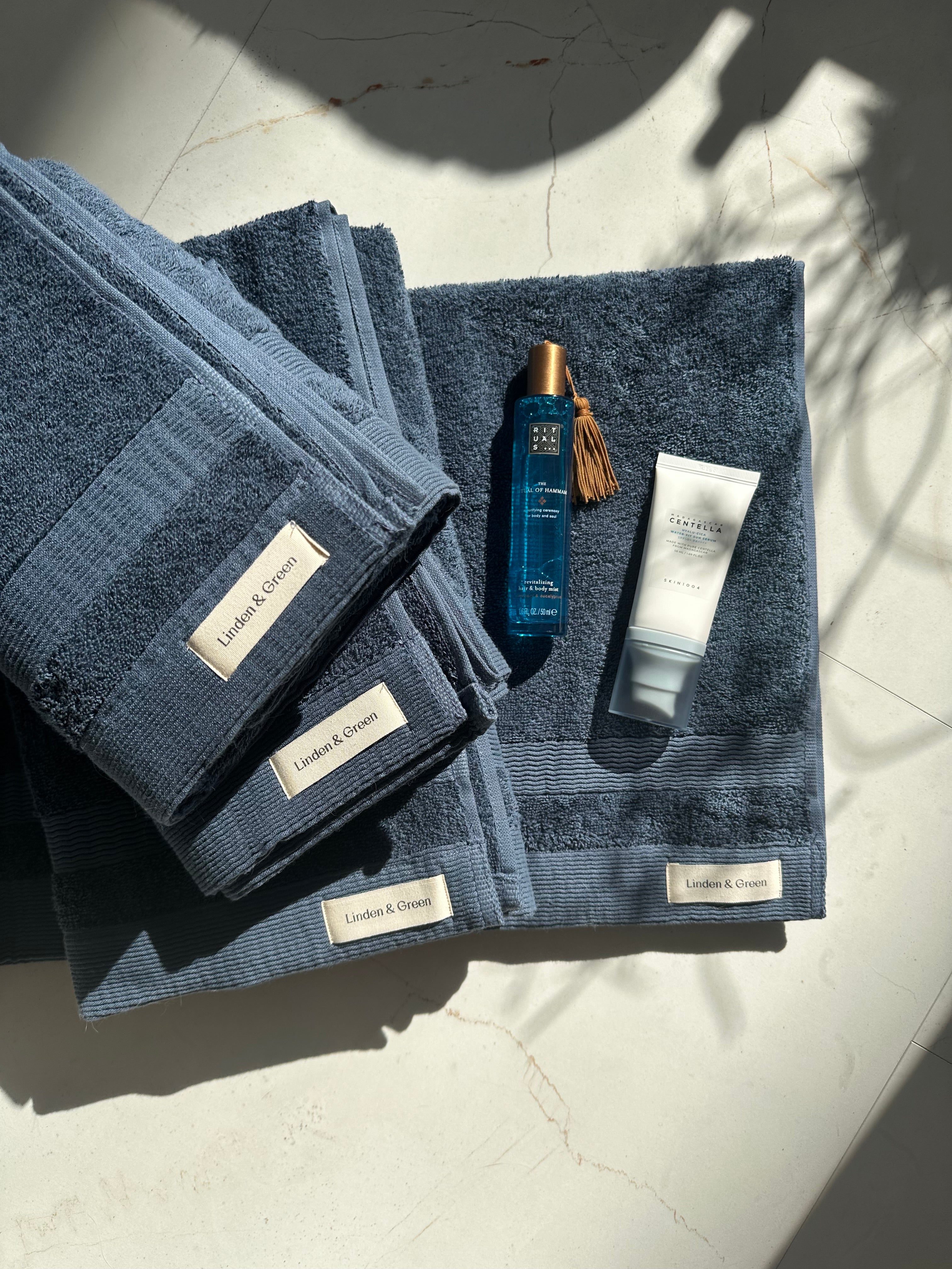 Badhanddoeken Set | 4 Handdoeken 50x100 cm & 4 Badhanddoeken | 70x140 cm | Faded Denim