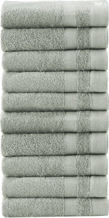 10 Stuks Handdoekset Soft Cotton | 50x100 cm |  Pale Olive