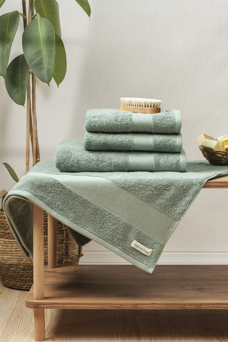 Badhanddoeken Set | 4 Handdoeken 50x100 cm & 4 Badhanddoeken | 70x140 cm | Vintage Groen