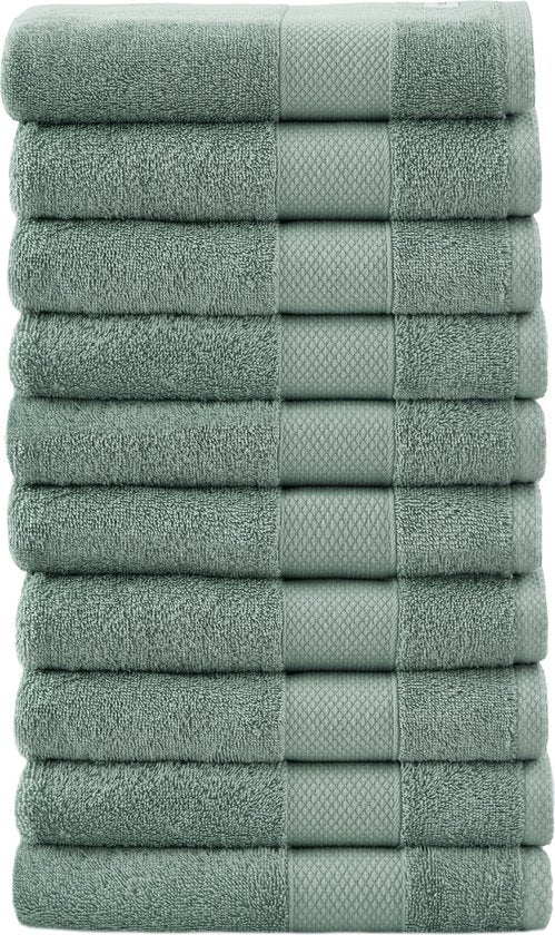 10 Stuks Handdoekset Soft Cotton | 50x100 Cm | Vintage Groen