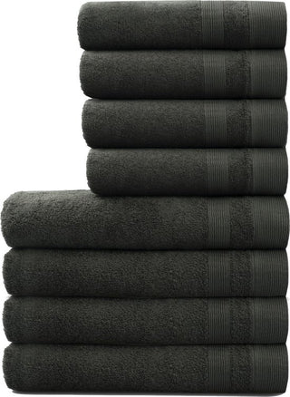 Badhanddoeken Set | 4 Handdoeken 50x100 cm & 4 Badhanddoeken | 70x140 cm | Antraciet