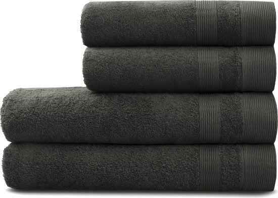 Badhanddoeken Set | 2 Handdoeken 50x100 cm & 2 Badhanddoeken | 70x140 cm | Antraciet