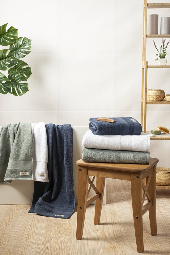 Badhanddoeken Set | 4 Handdoeken 50x100 cm & 4 Badhanddoeken | 70x140 cm | Vintage Groen