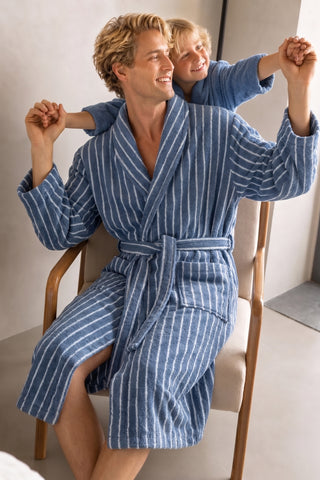 Riviera gestreepte badjas blauw – unisex, 100% katoen – foto 2